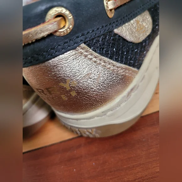 Sperry Topsider Black Sequins and Gold 1-Eye Boat Shoe - Picture 7 of 10